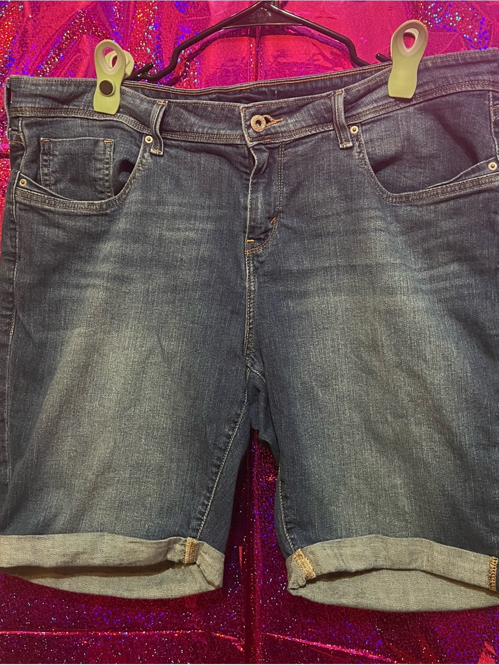 Levi's Medium Blue Rolled Hem Denim Bermuda Shorts